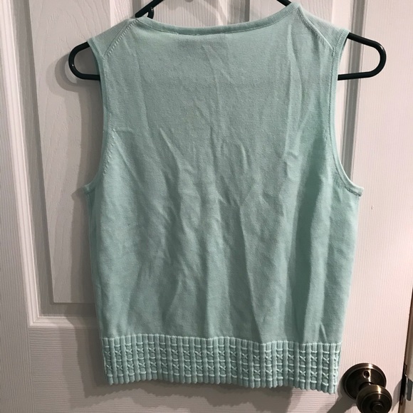Knitwear Knit light green cyan color Sleeveless Top size M - Picture 2 of 11